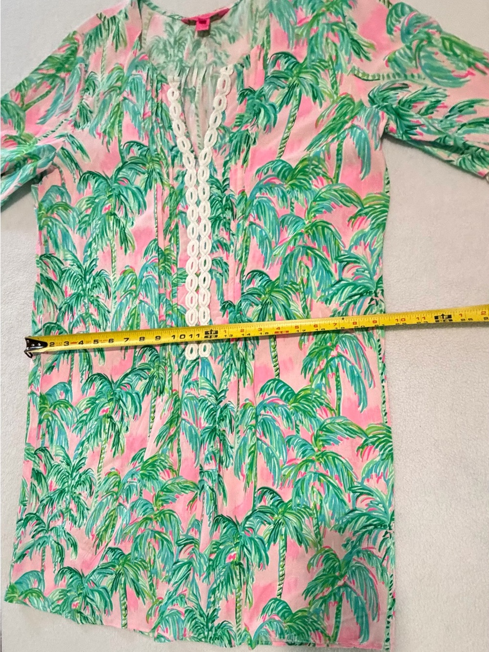 Lilly Pulitzer Hollie Tunic Dress Palm Trees Pink Blossom Large - Picture 11 of 11